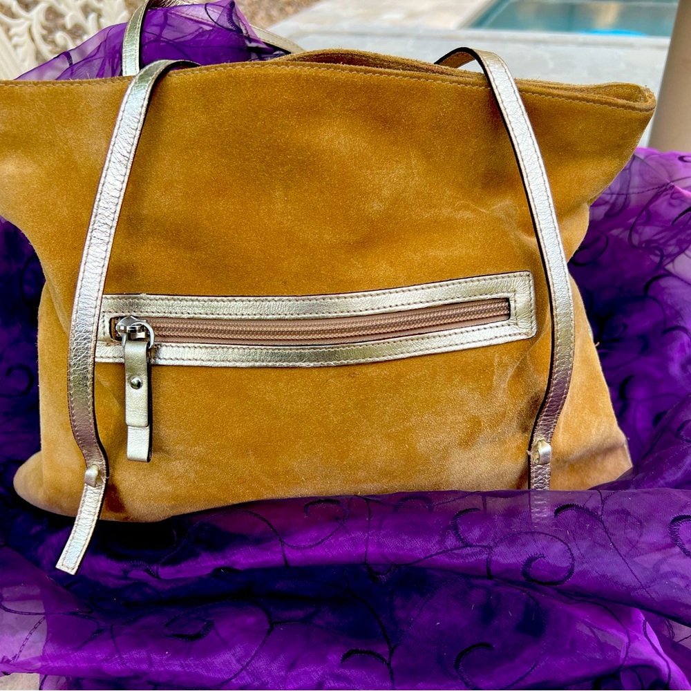 Vintage Leather Suede Satchel Purse by Gianni Chiarini Made in Italy Rare Find
